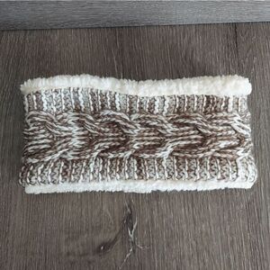 Brown Knit Faux Fur Headband Ear Warmer